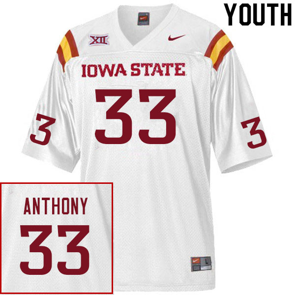 Youth #33 Cale Anthony Iowa State Cyclones College Football Jerseys Sale-White